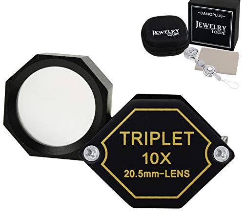 10x Ingrandimento Gioielli Loupe 20,5mm Tripletta Lente Ottico Bicchiere Gemma Ingrandimento Strumento Gioielliere, Francobollo Filatelica, Moneta Numismatico Acromatico Nero Esagonale Design