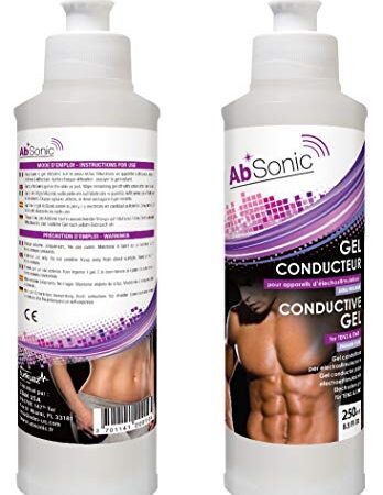 Absonic - Gel Conduttore per elettrostimolazione, elettrodi, Cinture Addominali elettrostimolatore, TENS, EMS - 2x250ml