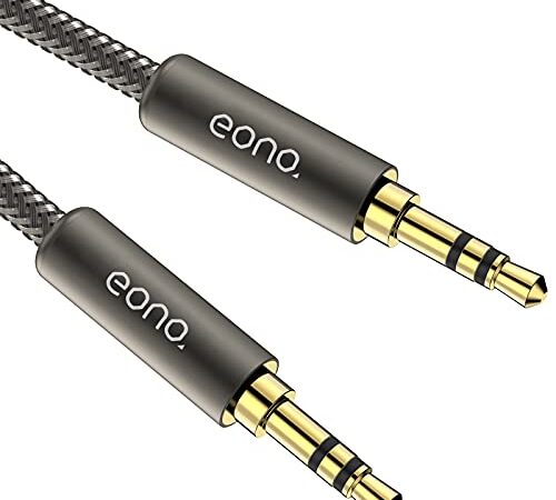 Amazon Brand - Eono 1M Cavo Aux 3,5mm to 3,5mm Cavo Audio Jack in Nylon Maschio a Maschio Cavo Cuffie per iPhone, Home Stereo, Laptop, Autoradio, MP3, Tablet, Echo Dot, 3,3ft Aux Cavo