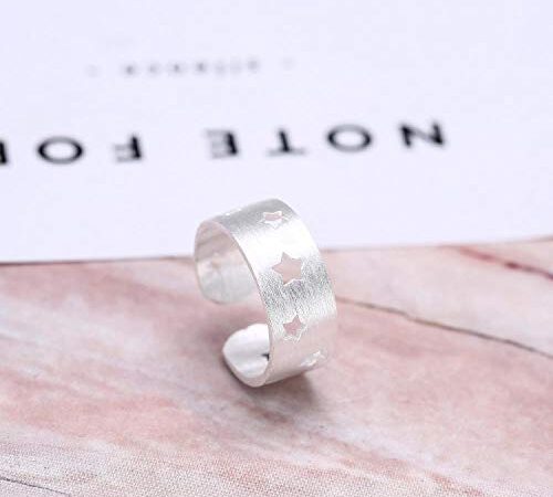 Argento 925 Anello Donna Regolabile, Bague Femme En Argent 925 Sterling,De Petites Étoiles pour Les Femmes Fashion Bijoux Bagues Bague Doigt Étudiant Anniversaire Banquet Style Match De Vêtemen