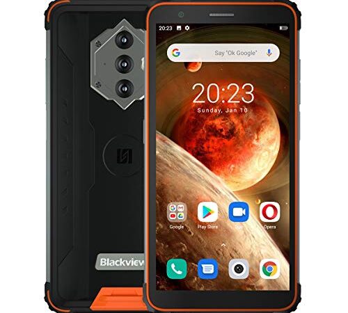 Blackview BV6600 Rugged Smartphone, Batteria 8580mAh (Ricarica Inversa), 5.7'' HD+ IP68 IP69K Telefono Cellulare Antiurto Impermeabile Android 10.0, Octa Core 4GB+64GB, Fotocamera 16 MP NFC Arancia