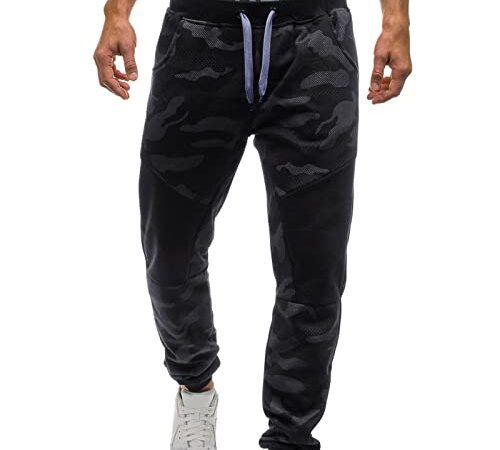 DADFF Pantaloni Travail Homme,Pantaloni tuta elastica taglia media per uomo Training Pants Cargo Activewear Sweatpants, Nero , XXL