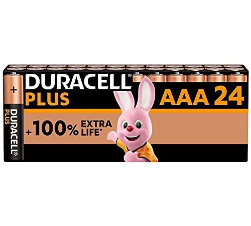 "Duracell - Plus AAA, Batterie Ministilo Alcaline, Confezione da 24, 1.5 volt LR03 MN2400"