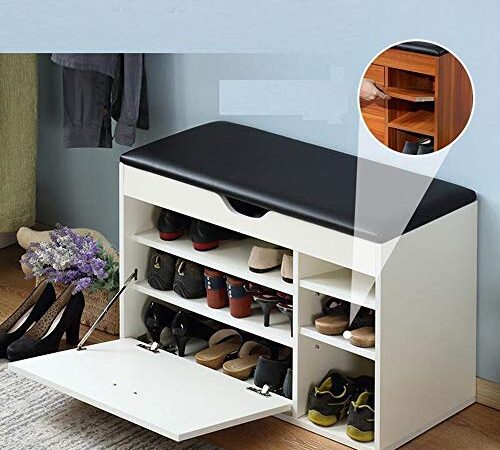 Lin Scarpiera Governo, Rangement Chaussure Gabinetto Retro Mobili per la casa del Pattino dell'organizzatore del Pattino cremagliera a 3 Strati 80 * 50 * 35cm,Bianca
