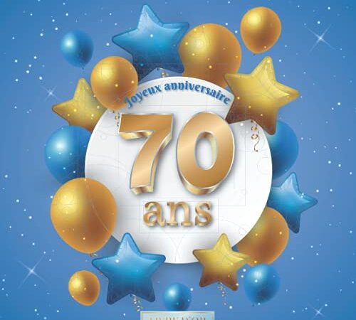 Livre d'or 70 ans joyeux anniversaire: Idée cadeau pour le 70ème Anniversaire I Souvenir fête Décoration I Registre des cadeaux I Félicitations ... Bleu I Ornements Argentés I Homme et femme