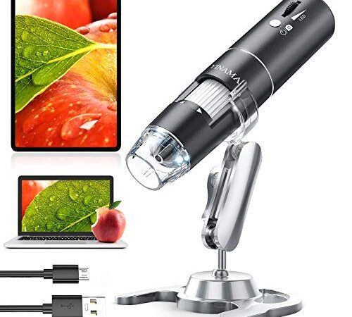 Microscopio Digitale Wireless, YINAMA Microscopio Ingrandimento da 50X-1000X, 8 luci a LED, Mini Microscopio portatile, 2MP 1080P, compatibile con Android, iPad PC MAC Windows