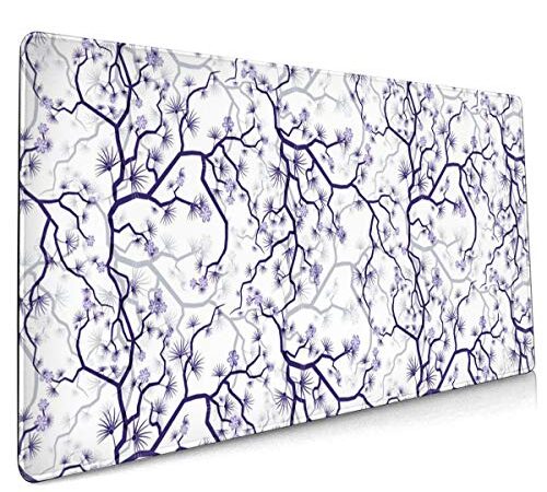 Motif Floral Grand Tapis de Souris Gaming Tapis de Souris XXL avec Base en Caoutchouc Antidérapant pour Clavier et Souris 80x30cm-75