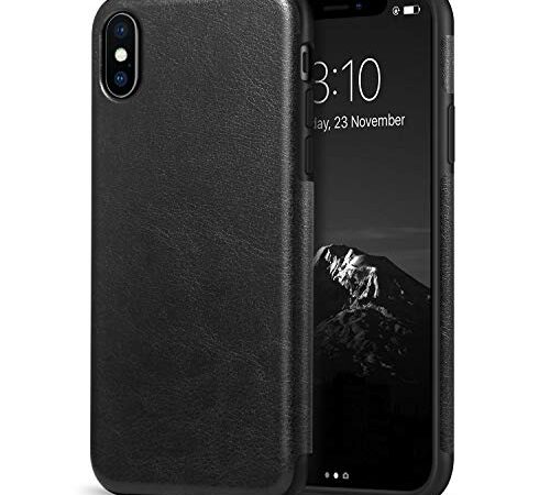 TENDLIN Cover iPhone XS Max Classica in Pelle e TPU Silicone Hybrid Cover Compatibile con iPhone XS Max (Nero)