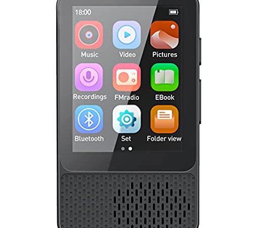 Timoom Lettore MP3 Player 32GB Bluetooth 5.0 Full Touch 2.4" Screen MP4 per Sport Lossless HiFi Musicale Con Radio FM Contapassi Altoparlante Registrazion Supporto Fino a 128GB, M8 Nero