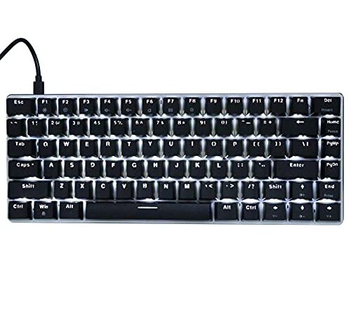 82 Clé Clavier mécanique sans fil de Computer Gaming,Profile bas Clavier Esports Clavier mécanique Compact Né ergonomique pour les Jeux(Green axis black white light)