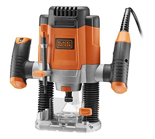 BLACK+DECKER KW1200EKA-QS Elettrofresatrice con Accessori in Valigetta, 1200 W, Arancione