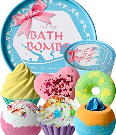 Bombe da Bagno, Fatte a Mano, Terme Kit Effervescente Bolla, con Burro di Cacao e Karitè. Per Pelle Secca, Idea Regalo di Natale, Compleanno, San Valentino, Festa Della Mamma o Della Donna, Relax