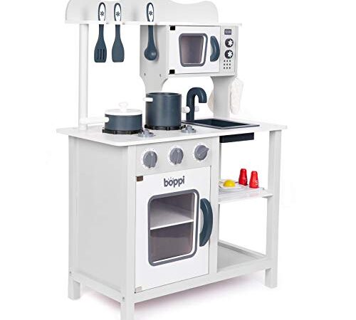 boppi® – Cucina in Legno per Bambini con 19 Accessori - Grigio