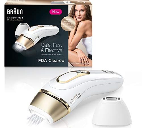 Braun IPL Depilazione per donne e uomini, Silk Expert Pro 5 PL5137 con rasoio Venus Swirl Cleared, riduzione permanente della ricrescita dei capelli per corpo e viso, legata a filo