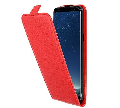 Cadorabo Custodia per Samsung Galaxy S8 PLUS in ROSSO CREMISI - Protezione in Stile Flip di Similpelle Strutturata - Case Cover Wallet Book Etui
