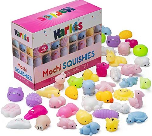 Confezione da 40 Antistress Assortiti Squishy - Kawaii- Giocattoli da schiacciare - Morbidi e Colorati - 40 Pezzi-Gadget Compleanno Bambini - regalini fine Festa Compleanno