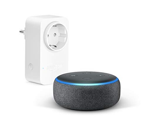 Echo Dot (3ª generazione), Tessuto antracite + Amazon Smart Plug (presa intelligente con connettività Wi-Fi), compatibile con Alexa - Kit di base per Casa Intelligente
