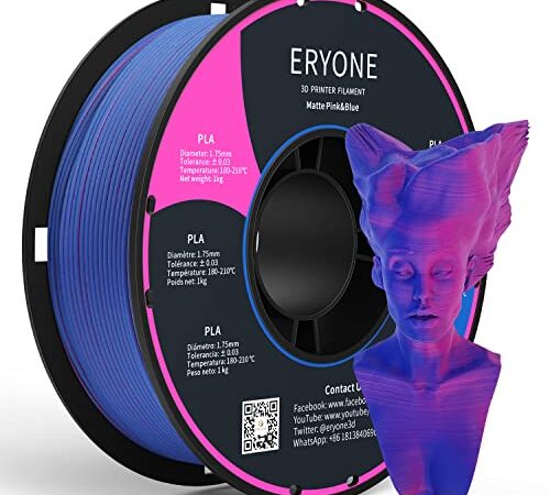 ERYONE Matte Dual-Color PLA Filament 1.75 mm for 3D Printers,Accuracy +/- 0.03 mm,1kg/Spool,Matte Pink&Blue