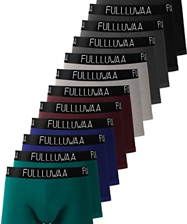 Fullluwaa Boxer Uomo (Pacco da 12) Mutande in Cotone Fitted Slip-L