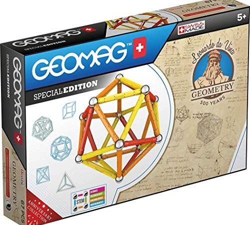 Geomag Special Edition 783 - Leonardo Magnetic Geometry - Costruzioni Magnetiche - Le Macchine di Leonardo da Vinci per Bambini - Confezione da 67 Pezzi
