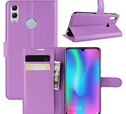 Honor 10 Lite - Custodia a portafoglio in pelle per Huawei Honor 10 Lite, con scomparti per carte di credito, compatibile con Honor 10 Lite, colore: Viola