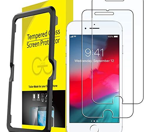 JETech Pellicola Protettiva per iPhone 8 Plus / 7 Plus / 6s Plus / 6 Plus, in Vetro Temperato, con Strumento di Facile Installazione, 2 Pezzi