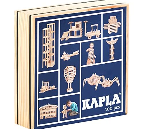 Kapla - Confezione da 100 mattoncini in legno per giocare a costruire