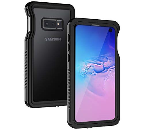 Lanhiem Cover Compatibile con Samsung S10e Impermeabile[IP68 Certificato Waterproof] Full Body con Protezione dello Schermo Antiurto Antineve AntiGraffio Subacque Custodia per S10e,Nero