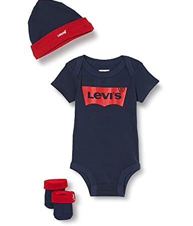 Levi's Kids CLASSIC BATWING INFANT HAT, BODYSUIT, BOOTIE SET 3PC 0019 Set bebè Bimba 0-24 Dress Blues 6-12 Mesi