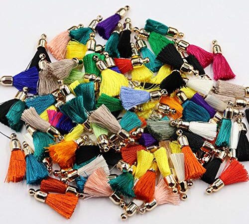 NC Mini Nappa di Seta Fatta a Mano 24 Pezzi con Cappuccio Dorato Mini Nappe Multicolori Fascino Nappe Artigianali setose Nappe Fai da Te Accessorio Artigianale