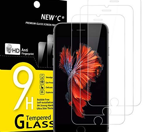 NEW'C 3 Pezzi, Vetro Temperato Compatibile con iPhone 6 e iPhone 6S, Pellicola Prottetiva Anti Graffio, Anti-Impronte, Durezza 9H, 0,33mm Ultra Trasparente, Ultra Resistente
