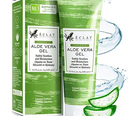 Organico Gel di Aloe Vera (99,75%) - RACCOLTO A MANO e LAVORATO A FREDDO in Australia - VERO SUCCO (NON POLVERE) - 100% Naturale, VEGANO e NON DILUITO - Approvato dai dermatologi