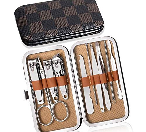 Quesuc Tagliaunghie Set Professionale, 10 Pezzi Manicure - Pedicure Kit In Acciaio Inossidabile, Grooming Kit Come Regalo Per il Festival, Viene Fornito Con Custodia In Pelle Pvc Di Alta Qualità