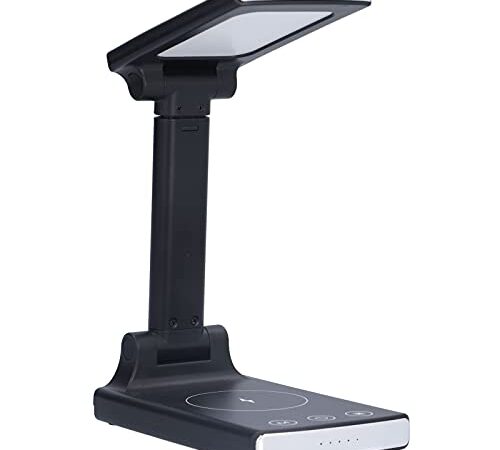 ROMACK Lampe de chargeur Sans Fil Tactile Portable Levant et pliant Lampe de Table Tactile avec Protection des yeux à Trois vitesses (Noir + Blanc)(Nero)