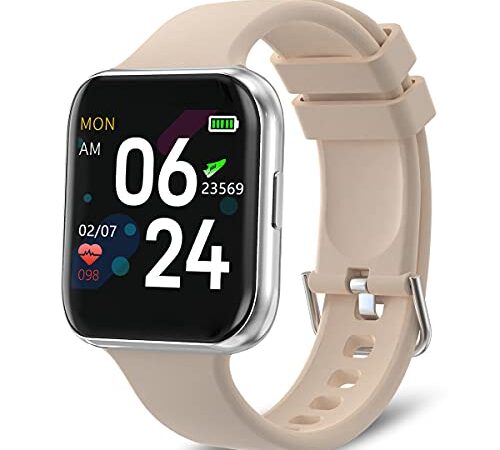 Smart Watch per Telefono Android e iPhone, GROJAT Bluetooth Fitness Tracker, Sensore Incorporato per Monitoraggio della Frequenza Cardiaca, IP68 Contatore Calorico Impermeabile (Touchscreen 38mm)