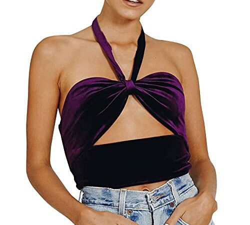 T-Shirts d'été pour Femmes Femmes T-Shirts Chemise Blouse Hauts Femme Ruffle Sleeve Tee Shirt Femme Shirt Ample T-Shirt De Courtes Coupe Courtes Femme Courtes Surdimensionné (Purple, L)