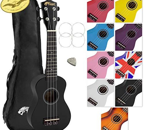 TIGER Principianti e Ukulele Soprano, Ukulele e Borsa, Nero