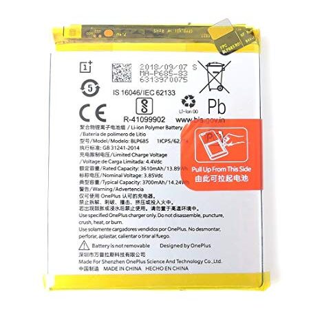 TPC - Batteria Originale OnePlus BLP685 per One Plus 6T - 3610mAh - Bulk + Regalo