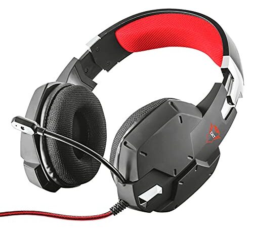 Trust Cuffie Gaming GXT 322 Carus con Microfono Flessibile, 3.5 mm Jack, Filo, Over Ear, Controllo del Volume ed Esclusione Audio del Microfono, PC, PS4, PS5, Xbox Series X, Xbox One, Switch, Nero
