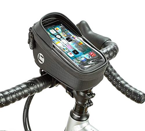 UBORSE Borsa da Manubrio per Bicicletta con Touch Screen e Visiera Parasole, Borsa per Tubo Anteriore per Bici Impermeabile e Riflettente, Borsa da Telaio per Bici MTB, 0.8L