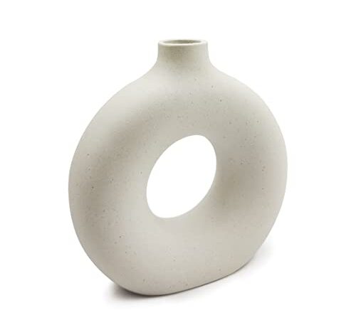 Vaso in Ceramica a Ciambella,Nordic Minimalismo Stile Decorativo Vaso di Fiori,Vasi Moderni Ceramica per Moderne Decorazione Arti per Soggiorno, Ufficio, casa Tavolo Decor