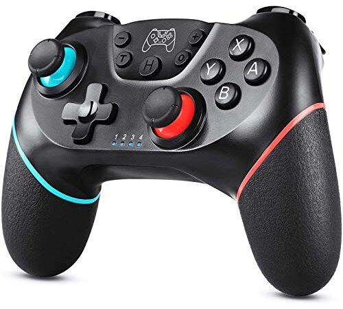 Zexrow Controller per Nintendo Switch, Wireless Bluetooth Switch PRO Controller, Switch Joystick per Gamepad con Adjustable Turbo Boost/Dual Vibrazione/ 6-Axis Gyro/Rechargeable (Nero)