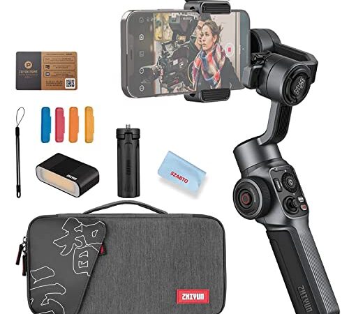 Zhiyun Smartphone Gimbal Smooth 5 Combo Stabilizzatore palmare a 3 assi w/treppiede per iPhone Android Cellulare per Vlogging YouTube Vlog TikTok Instagram Live Video w/LED Luce di riempimento