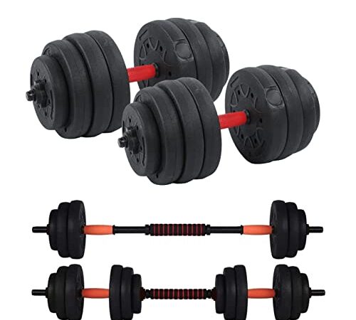 40KG Manubri Bilanciere Set con Asta di Collegamento Set Manubri Regolabili per Adulti Uomini Donne per Body Building Pesistica Fitness Palestra Casa