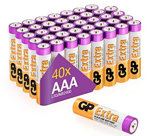 Batterie AAA - Set da 40 | GP Extra | Pile Ministilo AAA Alcaline da 1,5V / LR03 - Lunga Durata