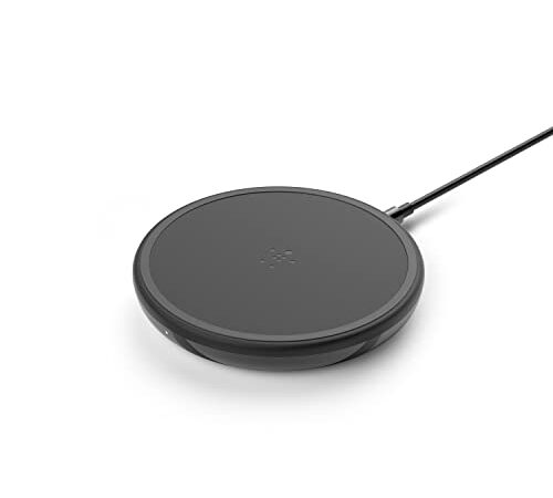 Belkin Tappetino di ricarica wireless BoostCharge da 7,5 W, edizione speciale, caricatore wireless portatile con alimentatore incluso, certificato Qi per iPhone, AirPods e altri - Nero