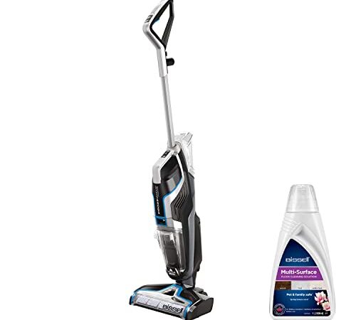 BISSELL CrossWave Cordless - Dispositivo Senza Fili Multisuperficie 3-in-1 - Aspira, Lava e Asciuga - Pulisce Pavimenti e Tappeti - Fino a 30 min di Pulizia - 71 dB - Nero/Blu - 2582N