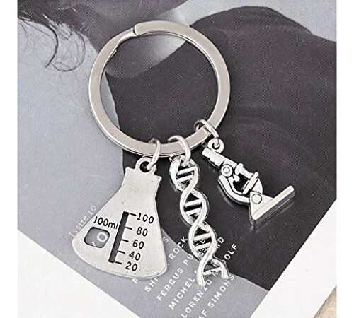 CAIM Portachiavi 1Pc Dottore molecolare del Dna Microscopio Portachiavi Scienza microscopio Attrezzature Portachiavi for i monili di Medicina Regalo Scuola Decorazioni