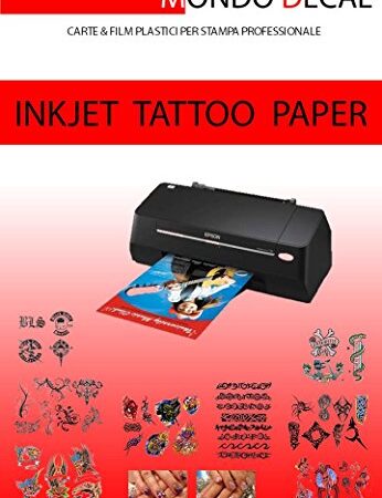 CARTA TRANSFER PER TATUAGGI TEMPORANEI - TEMPORARY TATTOO TRANSFER PAPER, 1 SET A4 STAMPA INKJET