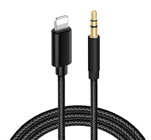 Cavo Aux per i Phone Cavo audio auto Jack da 3,5mm per i Phone per riprodurre musica Cavo Aux in auto per phone 13/12/11/XsMax/Xs/Xr/X/8/7 Autoradio/altoparlanti/cuffie e Tutto Il Sistema iOS -Nero